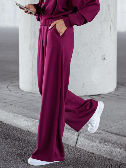 Completo due pezzi con felpa con zip da donna bordeaux Bolf 821109