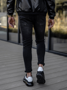 Pantaloni in jeans regular fit da uomo neri Bolf TF098