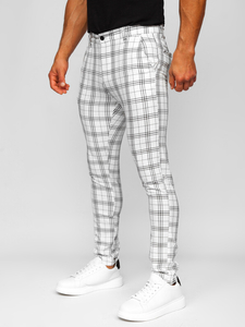 Uomo Pantaloni eleganti a quadri Bianco Bolf 0054