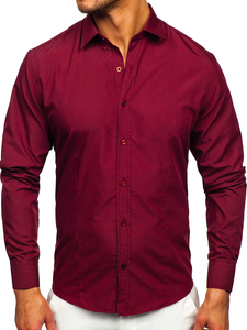Camicia elegante da uomo bordeaux a maniche lunghe Bolf 1703