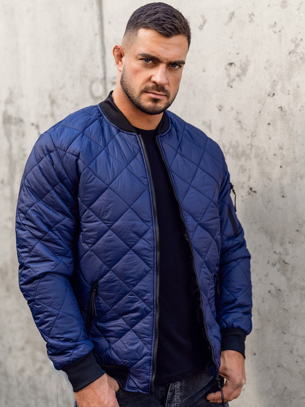 Giacca con trapuntate mezza stagione tipo bomber da uomo blu Bolf MY-01