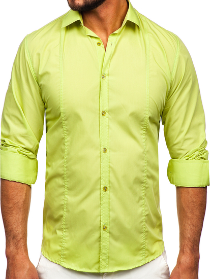 Uomo Camicia elegante a maniche lunghe Verde Bolf 6944