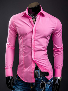 Camicia elegante da uomo corallo a maniche lunghe Bolf 1703A