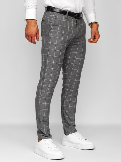 Uomo Pantaloni eleganti a quadri Antracite Bolf 0044