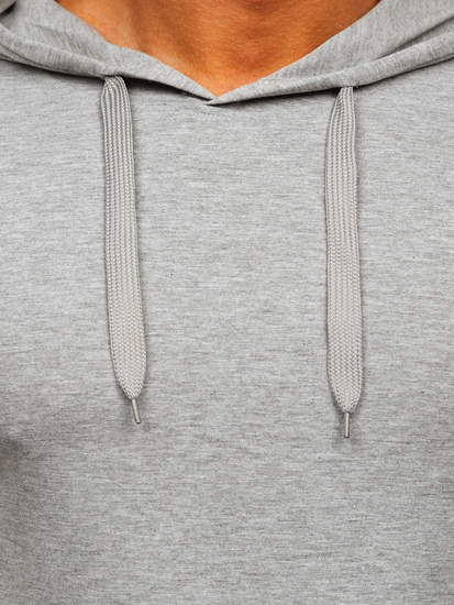 T-shirt senza stampa con cappuccio da uomo grigia Bolf 8T89