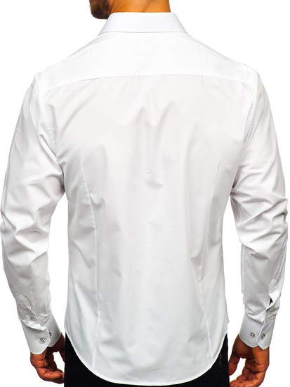 Camicia elegante da uomo bianca a maniche lunghe Bolf 1703