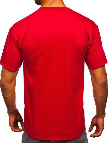 T-shirt in cotone senza stampa da uomo rosso Bolf B459