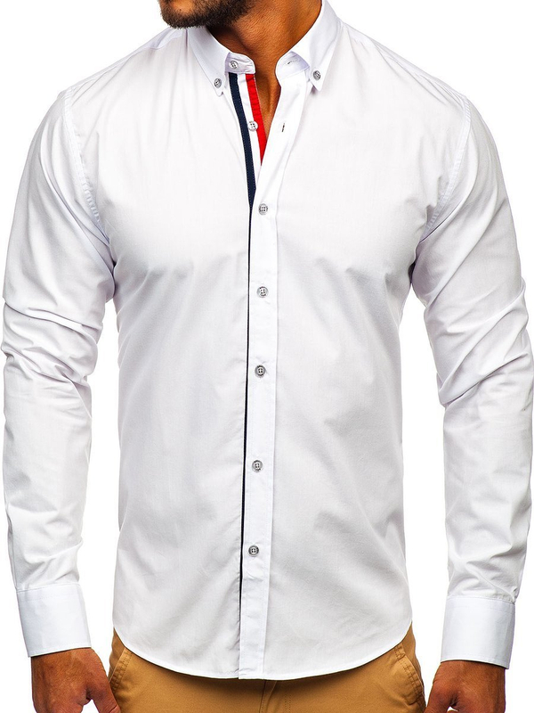 Camicia elegante a maniche lunghe da uomo bianca Bolf 3713