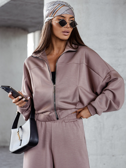 Completo due pezzi da donna Tuta con zip burro cappuccino Bolf 821109