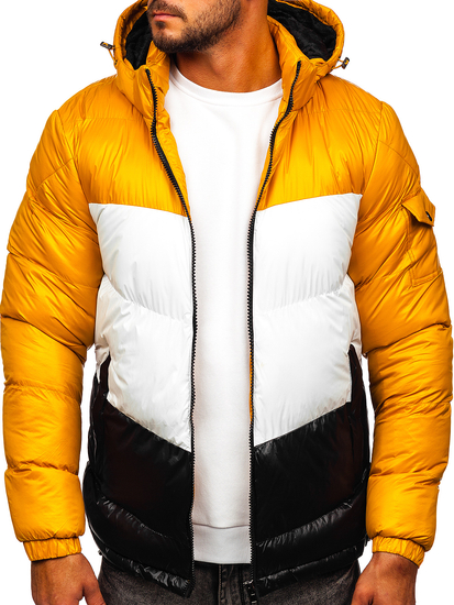 Giubbotto invernale trapuntato da uomo cammello-nero Bolf 6593