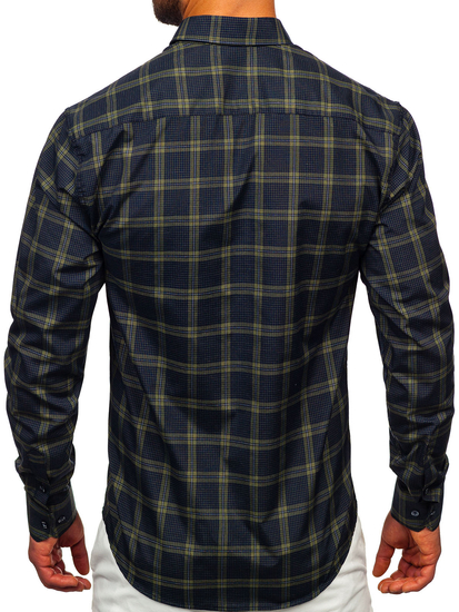 Camicia a scacchi a manica lunga da uomo verde Bolf 22749