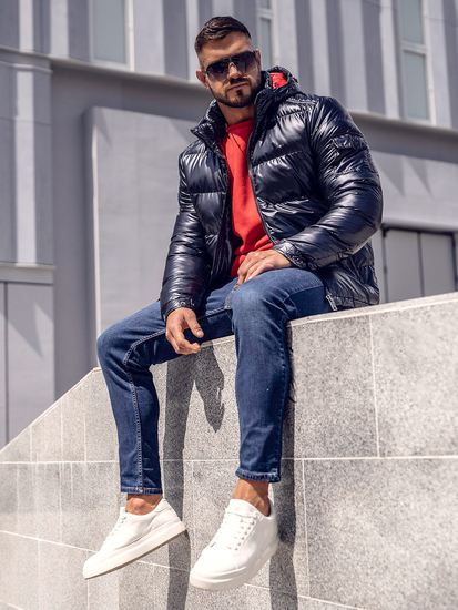 Giubbotto sportivo trapuntato invernale da uomo blu Bolf EX2138