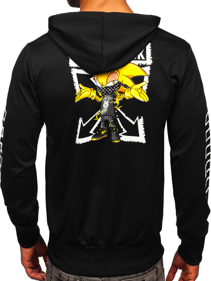 Felpa con stampa con cappuccio da uomo nera Bolf HM611