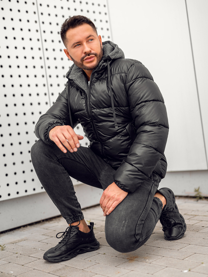 Giubbotto invernale trapuntato da uomo nero Bolf B2906