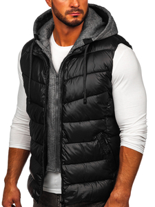 Gilet con cappuccio da uomo nero Bolf 2909
