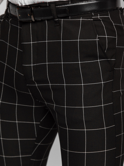 Uomo Pantaloni eleganti a quadri Nero Bolf 0040