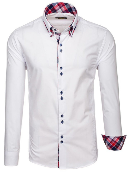 Camicia elegnate a manica lunga da uomo bianca Bolf 2712