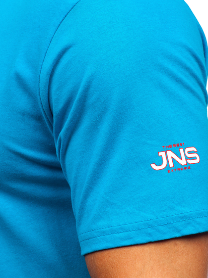 Uomo T-shirt in cotone con stampa Turchese Bolf 14741