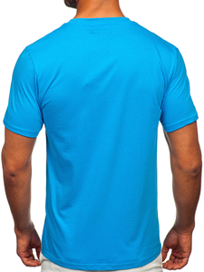 Uomo T-shirt in cotone con stampa Blu Bolf MPO3466