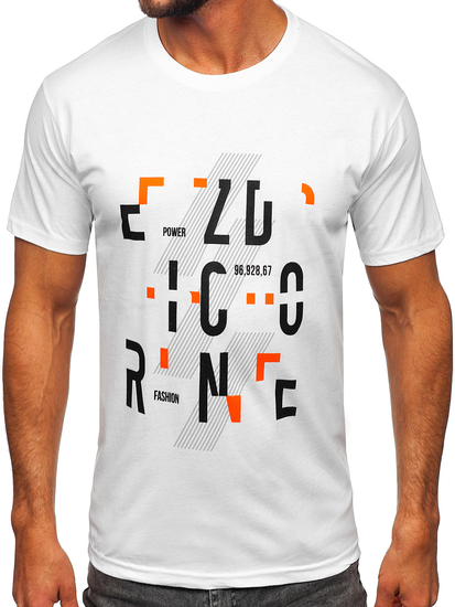 T-shirt in cotone da uomo bianca Bolf 14752