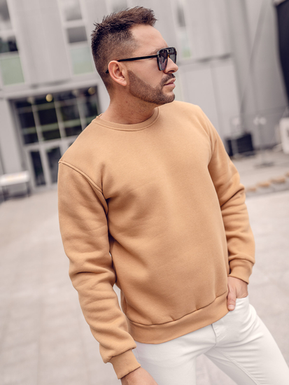 Felpa spessa senza cappuccio da uomo marrone Bolf 2001A