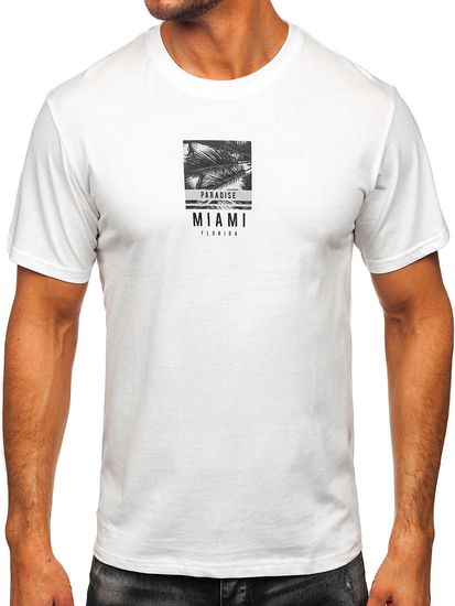 Uomo T-shirt in cotone con stampa Bianco Bolf MPO3500