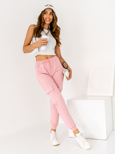 Pantaloni cargo di tuta da donna rosa Bolf HW2516CA
