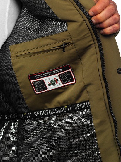 Uomo Giubbotto invernale con cappuccio Khaki Bolf 22M322