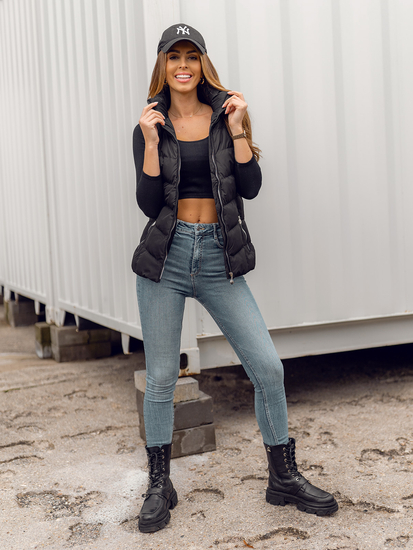 Gilet trapuntato da donna nero Bolf 5M719