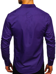 Camicia elegante da uomo viola a maniche lunghe Bolf 1703