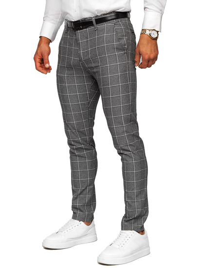 Uomo Pantaloni eleganti a quadri Antracite Bolf 0044
