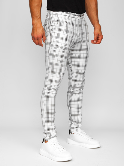 Uomo Pantaloni eleganti a quadri Bianco Bolf 0054