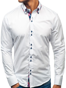 Camicia elegnate a manica lunga da uomo bianca Bolf 2712