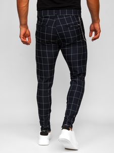 Uomo Pantaloni chino a quadri Blu inchiostro Bolf 0061