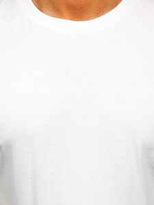 T-shirt da uomo in cotone bianco senza stampa Bolf 192397