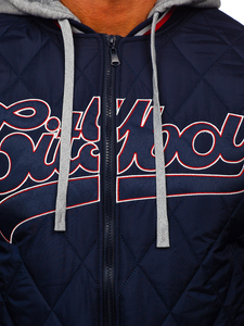 Giacca trapuntata di mezza stagione bomber da uomo blu Bolf HSS058