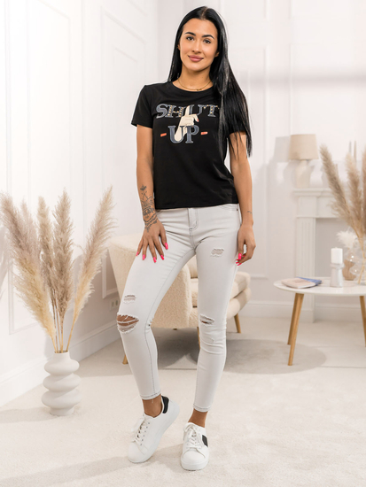 Donna T-shirt stampata Nero Bolf 95T2501