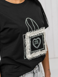 Donna T-shirt stampata Nero Bolf 97T2102