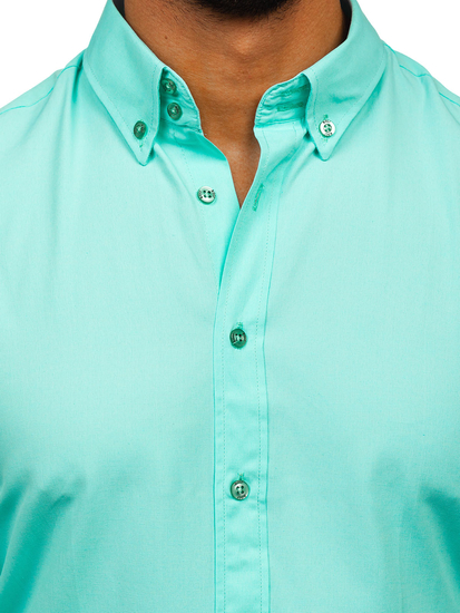 Camicia elegante a manica lunga da uomo verde chiara Bolf 5821-1
