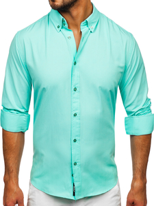 Camicia elegante a manica lunga da uomo verde chiara Bolf 5821-1