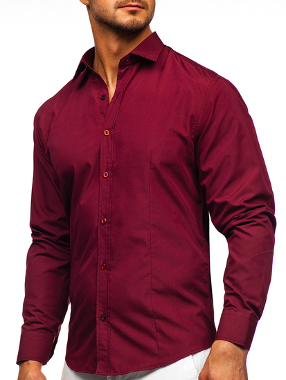 Camicia elegante da uomo bordeaux a maniche lunghe Bolf 1703