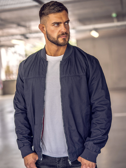 Bomber da uomo reversibile blu navy Bolf 84M3005A