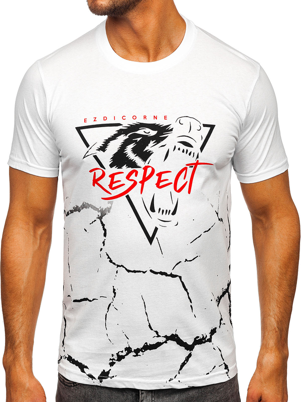 T-shirt in cotone con stampa da uomo bianco Bolf 5035