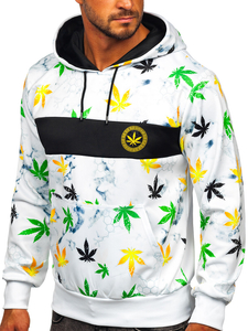 Felpa con stampa con cappuccio da uomo bianca Bolf HM258