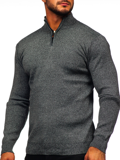 Maglione con collo alto da uomo grafite Bolf S8274
