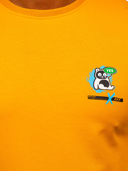 Felpa senza cappuccio con stampa da uomo arancione Bolf 8744