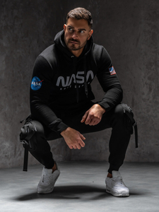 Uomo Felpa a canguro con cappuccio e stampa nero Bolf 146956B