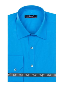 Camicia elegante da uomo turchese a maniche lunghe Bolf 1703