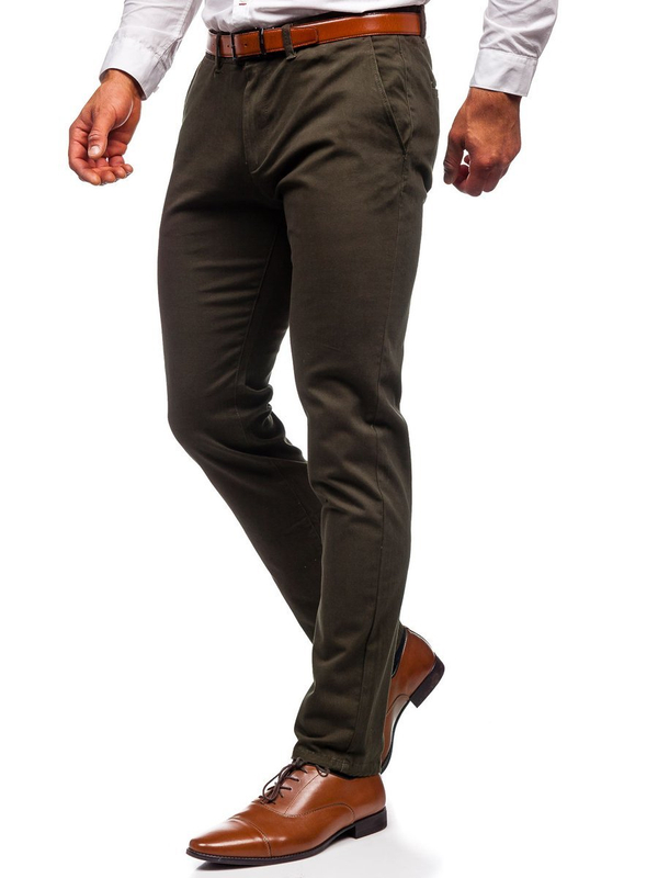 Pantaloni chino da uomo verdi scuri Bolf 1143