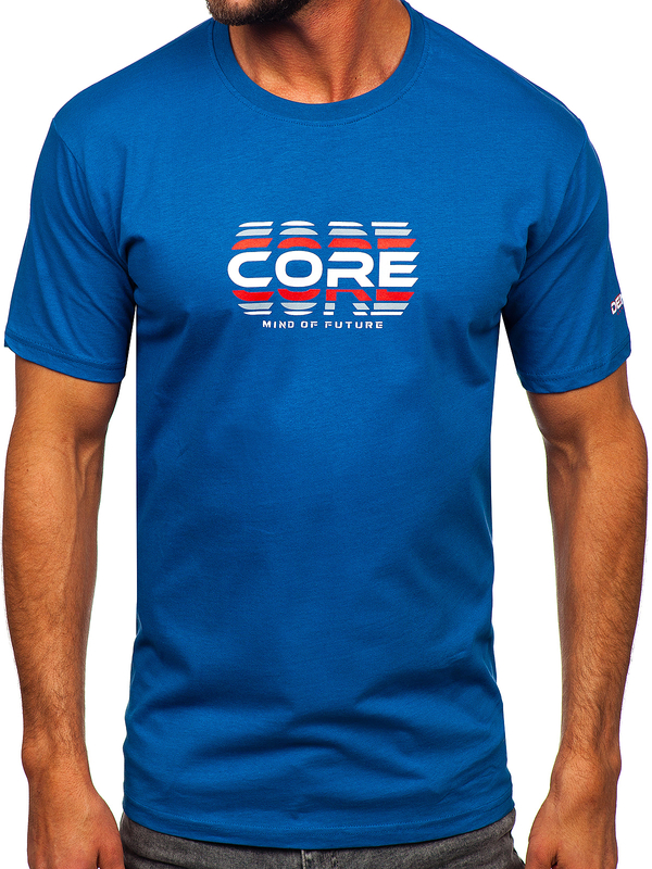 T-shirt in cotone da uomo azzurra Bolf 14731